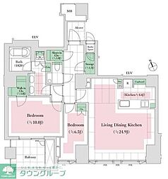 パークマンション鳥居坂 1階2LDKの間取り