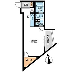 アーデン芝公園 9階ワンルームの間取り