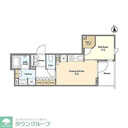 Mトリアノン 2階1DKの間取り