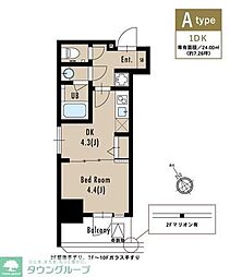 アルティザ五反田 3階1DKの間取り