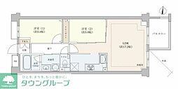 オープンレジデンシア恵比寿 2階2LDKの間取り