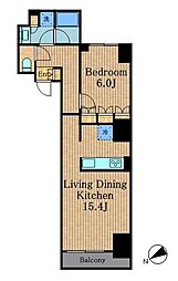 Ｈａｌｕｗａ芝公園 6階1LDKの間取り
