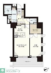 ウェリス六本木 15階1LDKの間取り