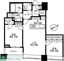 パークコート赤坂ザタワー 19階2LDKの間取り
