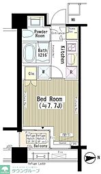 六本木エムケイアートレジデンス 2階1Kの間取り