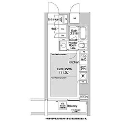 東急田園都市線 渋谷駅 徒歩8分の賃貸マンション 8階ワンルームの間取り