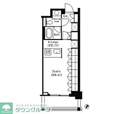 パークキューブ目黒タワー 1階1Kの間取り