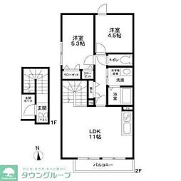 Ｎ 2階2LDKの間取り