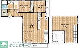 東急東横線 自由が丘駅 徒歩7分の賃貸アパート 2階2SLDKの間取り