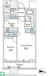 パークコート渋谷ザタワー 13階1LDKの間取り
