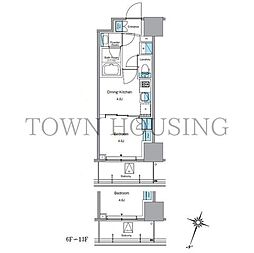 ルフォンプログレ渋谷ヒルトップ 12階1DKの間取り