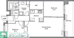 レジディア祐天寺 3階1SLDKの間取り