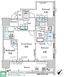 HARUMI　FLAG　PORT　VILLAGE　Ｂ棟 2階3LDKの間取り