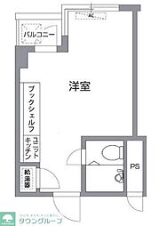 ロジマン西麻布 4階ワンルームの間取り