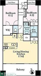 イトーピア麻布 5階2LDKの間取り