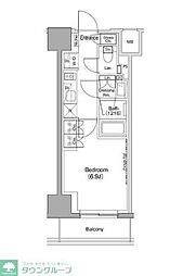 ザ・パークハビオ五反田 7階1Kの間取り
