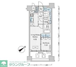 ＭＦＰＲコート赤坂見附 5階1LDKの間取り