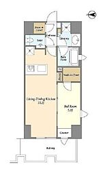 リバーレ麻布十番 6階1LDKの間取り