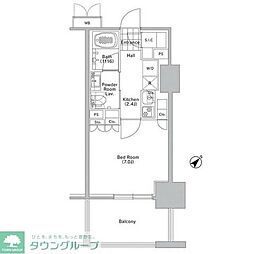 コンフォリア渋谷WEST 7階1Kの間取り