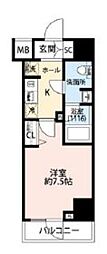 プレール・ドゥーク芝浦 2階1Kの間取り