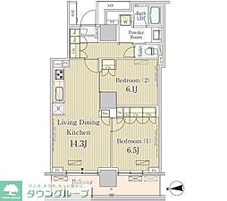 パークアクシス池田山 2階2LDKの間取り