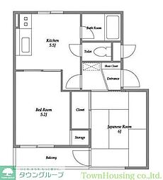 エレガン学芸大学 1階2Kの間取り
