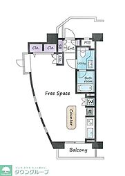フリーディオ大崎 8階ワンルームの間取り