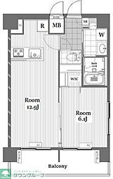 ヴィア・シテラ赤坂 8階1LDKの間取り