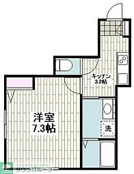 東急池上線 蓮沼駅 徒歩9分の賃貸マンション 1階1Kの間取り