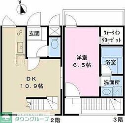 フォーチュンコート代々木 2階1LDKの間取り