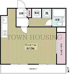 東京メトロ日比谷線 広尾駅 徒歩7分の賃貸マンション 2階ワンルームの間取り