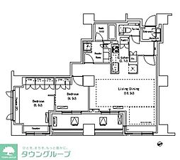 パークアクシス代官山 8階2LDKの間取り