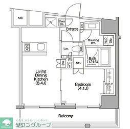 ザ・パークハビオSOHO代々木公園 4階1LDKの間取り