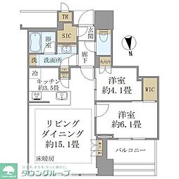 白金ザ・スカイ東棟(シロカネザスカイヒガシトウ) 6階2LDKの間取り