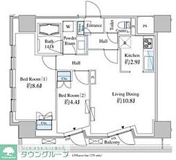 ベルファース芝浦タワー 15階2LDKの間取り