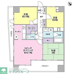 マイキャッスル中目黒III 7階3LDKの間取り