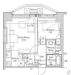ＨＯＵＳＥ岩本町 12階1LDKの間取り