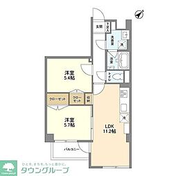 ＲＯＣＫＣＯＵＲＴ三田 101 1階2LDKの間取り