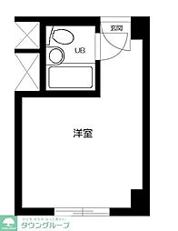 赤坂レジデンシャルホテル ワンルームの間取図画像
