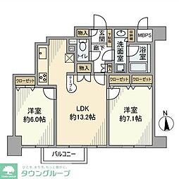 日神パレステージ西麻布 2LDKの間取図画像