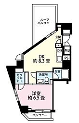 レジディア恵比寿3 1DKの間取図画像