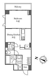 KDXレジデンス恵比寿 1DKの間取図画像