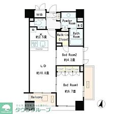 クオリア広尾 2LDKの間取図画像