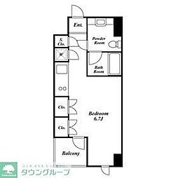 プレミアステージ三田慶大前 ワンルームの間取図画像
