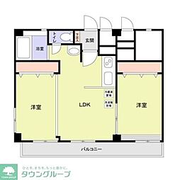 広尾ハイツ 2LDKの間取図画像