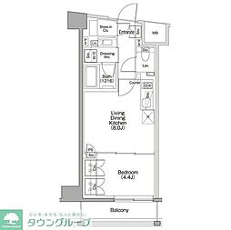 ザ・パークハビオSOHO代々木公園 1LDKの間取図画像