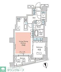 パークアクシス元麻布 1LDKの間取図画像
