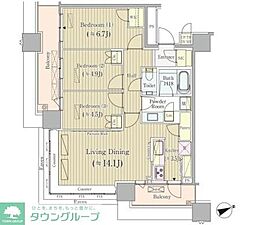 ブリリアタワーズ目黒サウスレジデンス 3LDKの間取図画像