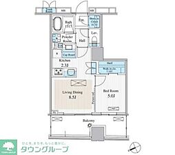 パークシティ大崎ザレジデンス 1LDKの間取図画像