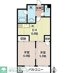 ロゼ下目黒 2DKの間取図画像